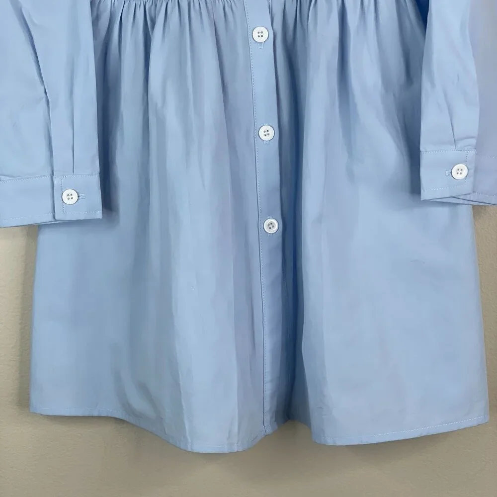 Boutique Button Up Dress Girls 6 Baby Blue Long Sleeve Preppy Layering Old Money